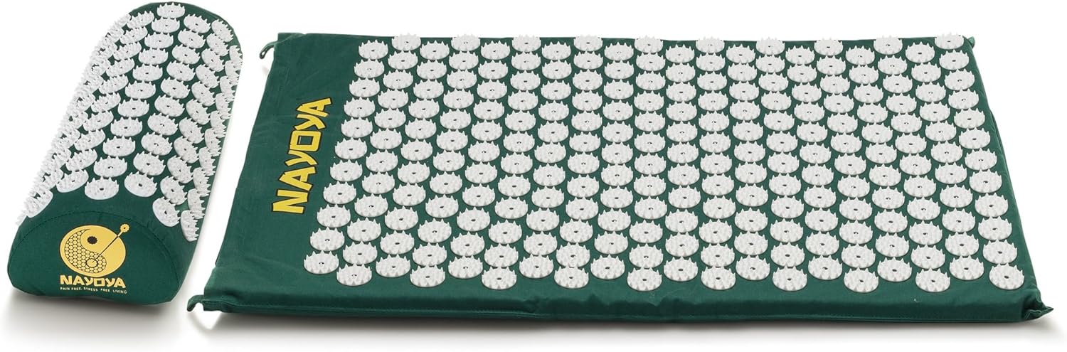 At Home Back and Neck Pain Relief - Acupressure Mat and Neck Pillow Set - Relieves Stress and Sciatic Pain for Optimal Health and Wellness - Comes in a Carry Box with Handle for Storage and Travel: Health & Personal Care