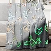 QIZHENXX Glow in The Dark Gaming Blanket, Gamer Blanket Gifts for Boys, Soft Cozy Flannel Kids Throw Blanket, for Men, Teen Boys, Girls, Birthday Christmas Bedroom Decor 50"×60"