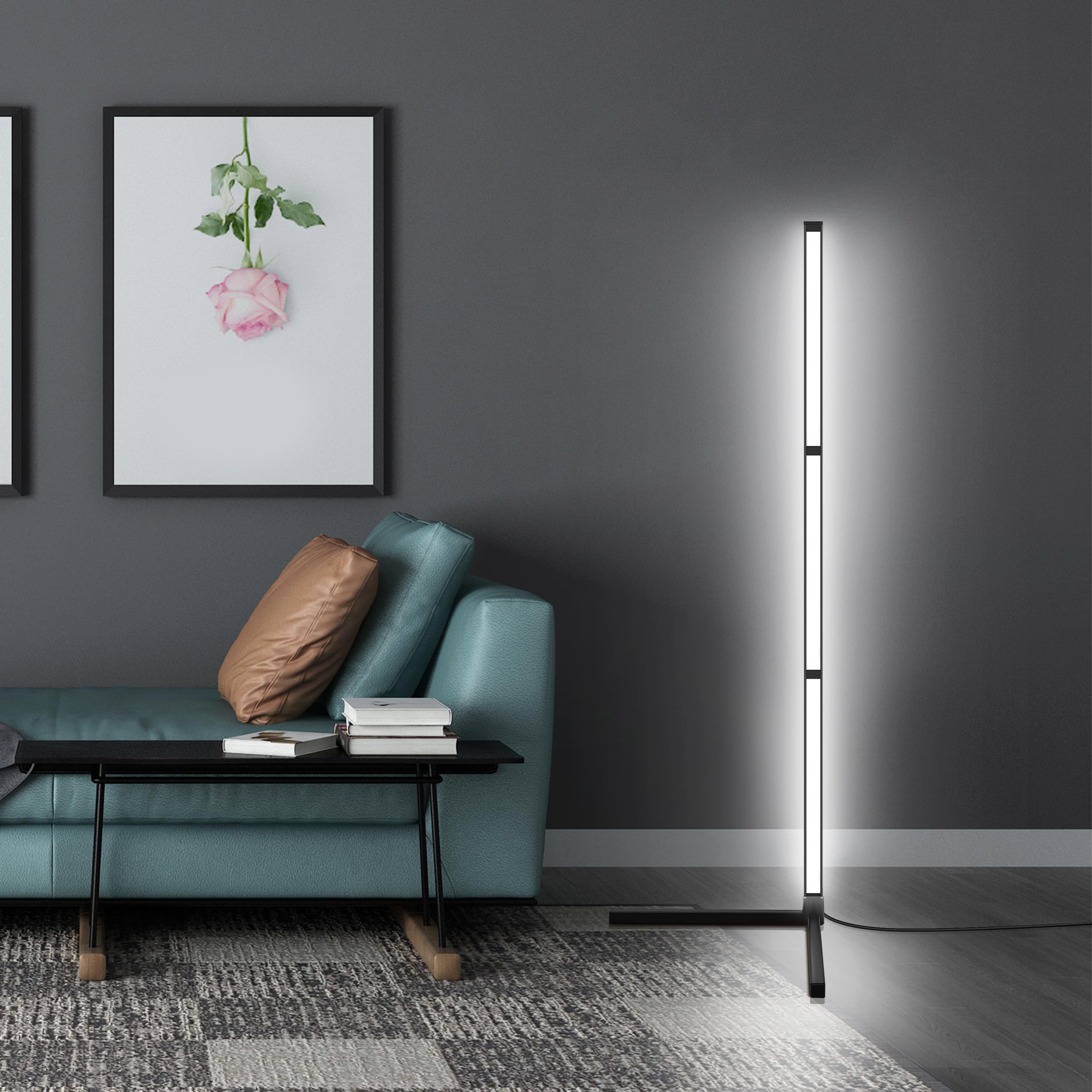 Photo 1 of Floor Lamp Standing Corner Lamp with Simple Design Adjustable Lighting Direction for Living Room, Bedroom, Office, Study Room (White)