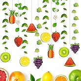 SONGTIY 12PCS Fruit Banner, Summer 3D Fruit Decorations Garland, Twotti Frutti Hanging Backdrop Decora for Themed Birthday Baby Shower Party Supplies