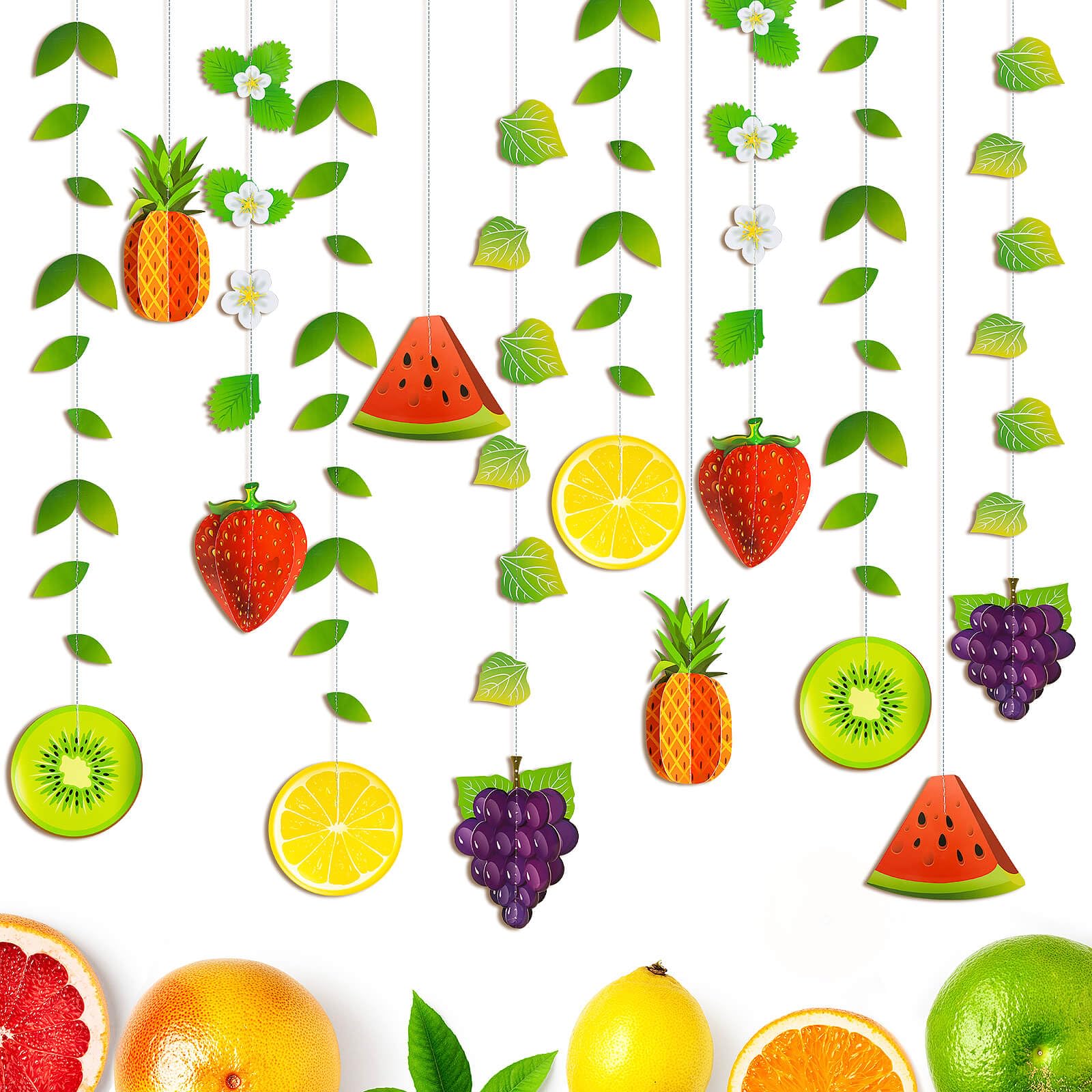 Photo 1 of SONGTIY 12PCS Fruit Banner, Summer 3D Fruit Decorations Garland, Twotti Frutti Hanging Backdrop Decora for Themed Birthday Baby Shower Party Supplies
