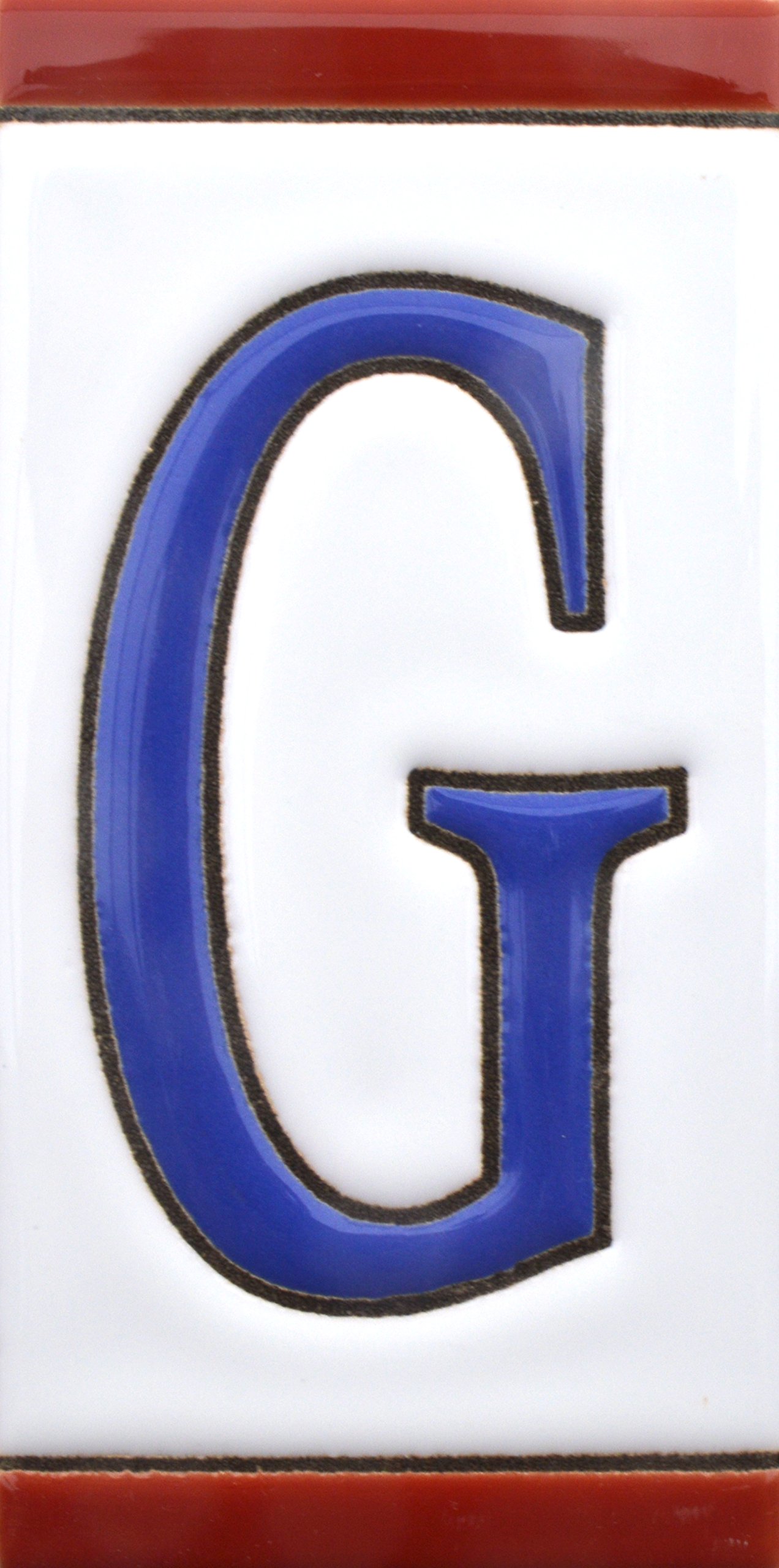 House letters 4 inch. Handpainted house letter tiles for signs, addresses and names. Address numbers for houses. House address numbers and letters. Design USA FLAG 4,29" x 2,13" (LETTER G)