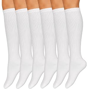 Winterlace 6 Pairs Cotton Knee High Socks Womens Soft Knit Thick Ribbed Tall Casual Athletic Boot Sock