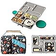 PlanetBox Rover Stainless Steel Bento Lunch Box with 5 Compartments, Space Animals Carry Bag and Magnets
