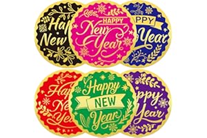 Fancy Land Happy New Year Stickers Gold Foil Round Labels for New Year Invitation Cards Envelope Seals 120Pcs 2 Inch
