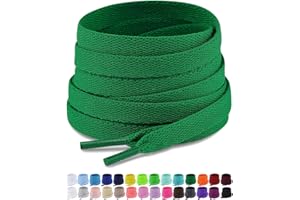 Puzeam Upgrade Tight Weave Flat Shoelaces 28 Colors 5/16" Wide Shoe Laces for Sneakers - 2Pairs