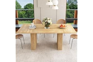 weselon 78 Inch Dining Table for 6 8 10, Modern Farmhouse Rectangular Kitchen Table, Long Dining Room Tables with Wood Strip Base for Kitchen Living Room (Natural)