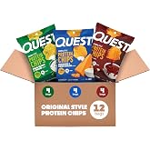 Quest Nutrition Protein Chips Variety Pack, BBQ, Cheddar &amp; Sour Cream, Sour Cream &amp; Onion, High Protein, Low Carb, 1.1 oz (Pack of 12)