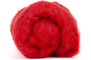 Desert Breeze Distributing Maori Wool Carded Batting, 100% Natural New Zealand Wool Made by DHG in Italy for Needle Felting, 3.5 OZ, 27 Micron, Color Red