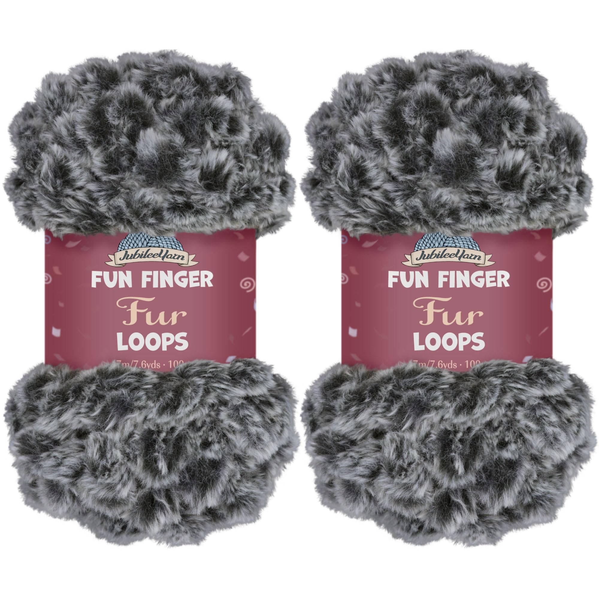 JubileeYarn Fun Finger Fur Loops Yarn - Polyester Jumbo Weight Loop Yarn - 200g/Skein - Black and White - 2 Skeins