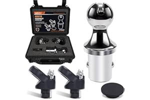 QUEENCAR 60618 Gooseneck Hitch Ball Kit Compatible with 2013-2024 Dodge Ram 2500 3500，2-5/16 Inch Gooseneck Ball for Truck Bed Safety Chain Anchors | 30000 lbs(Includes Box)