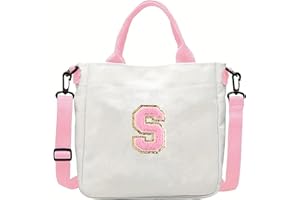 VIVIMENG Crossbody Bag for Girls Initial Canvas Travel Messenger Bag Letter Birthday Present Teen Girls Holiday Present