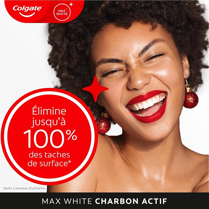 Dentifrice Blanchissant Max White Charbon Actif, Lot de 4 x 75 ml