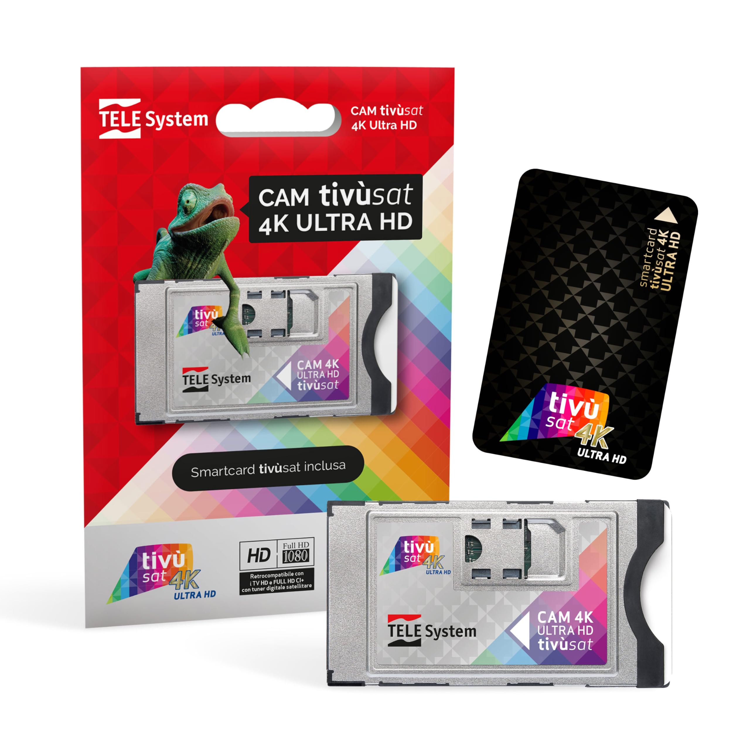 TELE System Tivùsat Certified Cam 4K Ultra HD for Watching Channels in High Definition and 4K. Slot Cam for TV and Decoder, Activate Smartcard Included. Series A with DAZN on tivùsat.