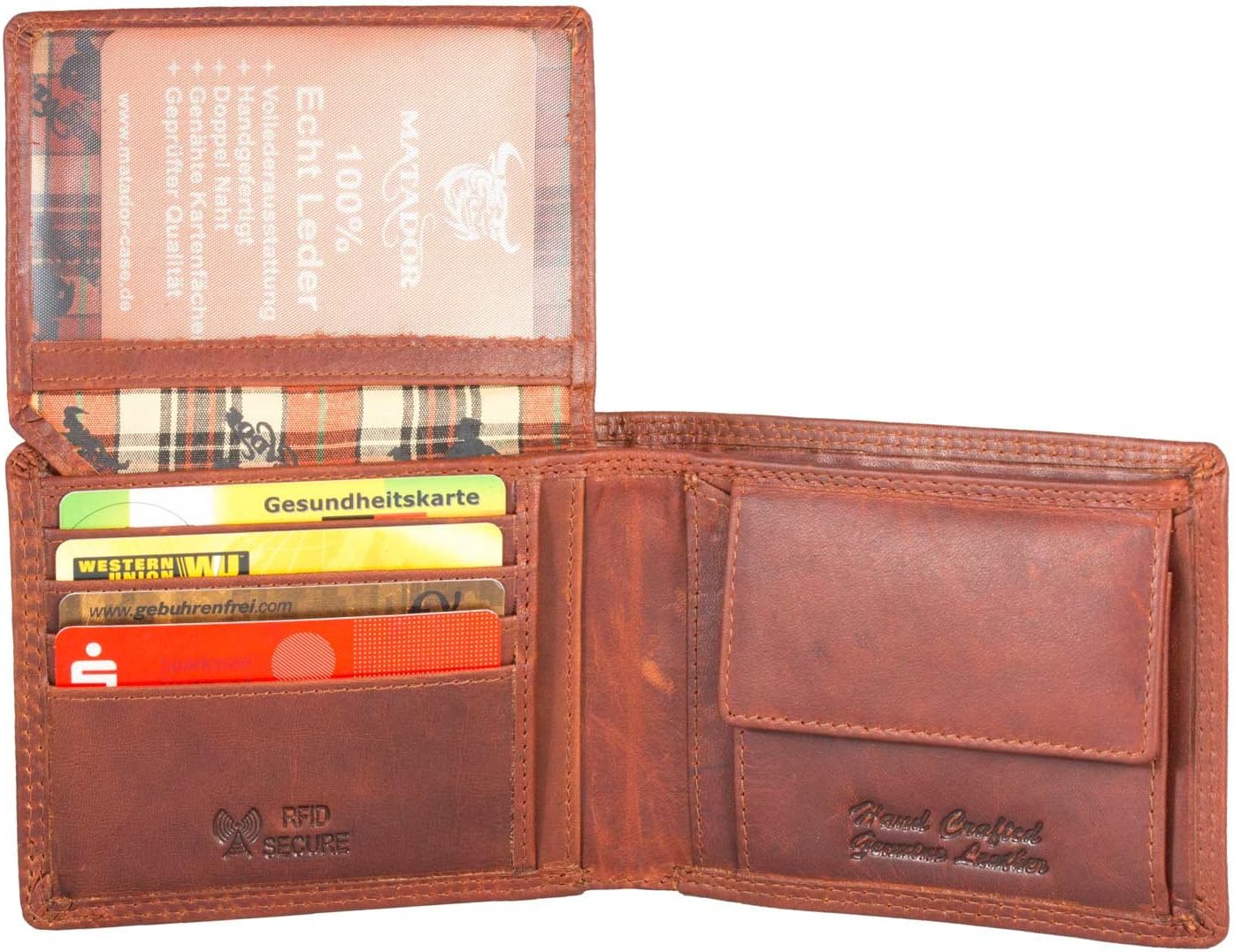 MATADOR® Men's Wallet Women's Purse with TÜV Tested RFID/NFC Protection, Vintage Brown, standard size - Image 4