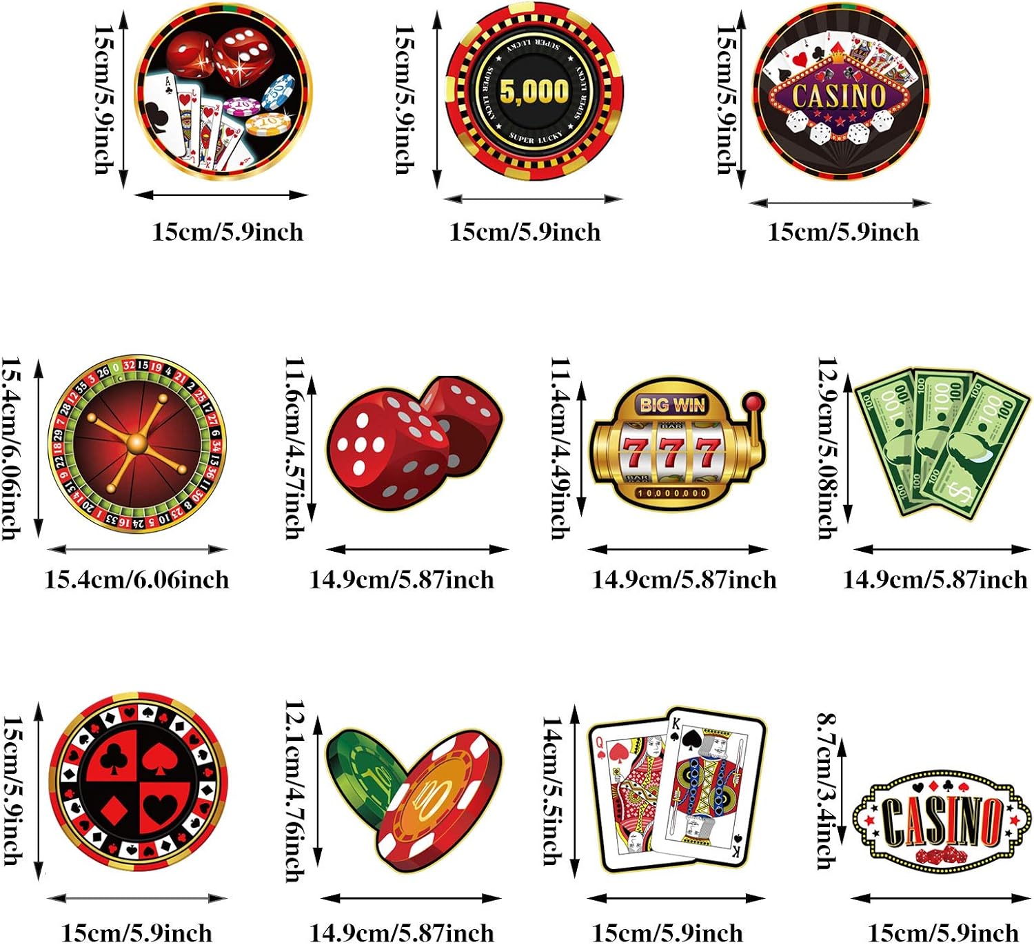 Casino Birthday Party Foil Hanging Swirls Decorations, Game Night Red Black Poker Happy Birthday Party Ceiling Hangings for Las Vegas Poker Card Casino Night Party Decoration Supplies 30TC - Image 3
