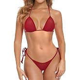 SHERRYLO Sheer Bikini See Through Micro Bikinis Extreme Mesh Slutty Swimsuit Brazilian See Thru G String Thong Bathing Suit