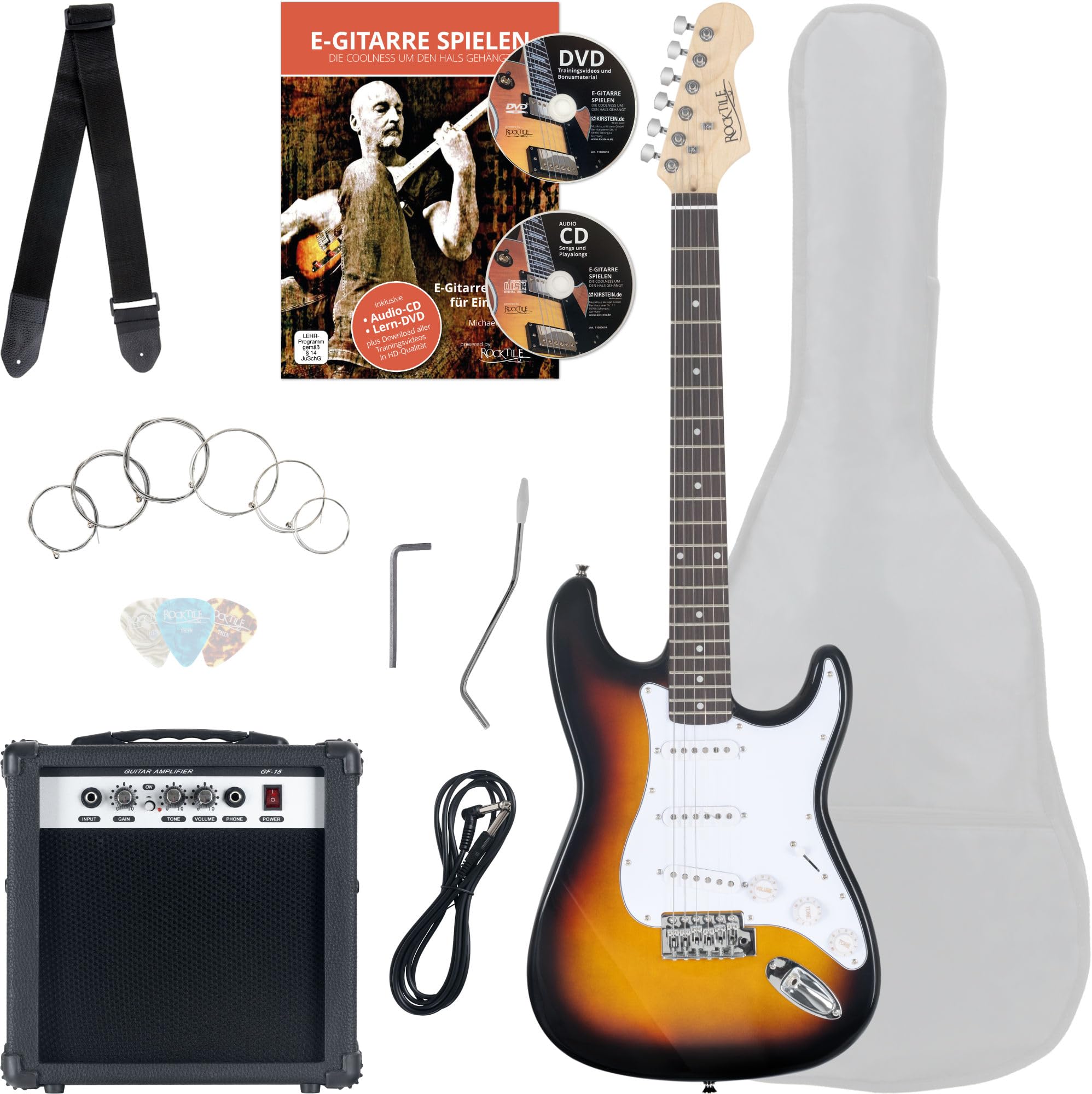 Rocktile Banger's Pack E-Guitar Set Sunburst 8 Pieces