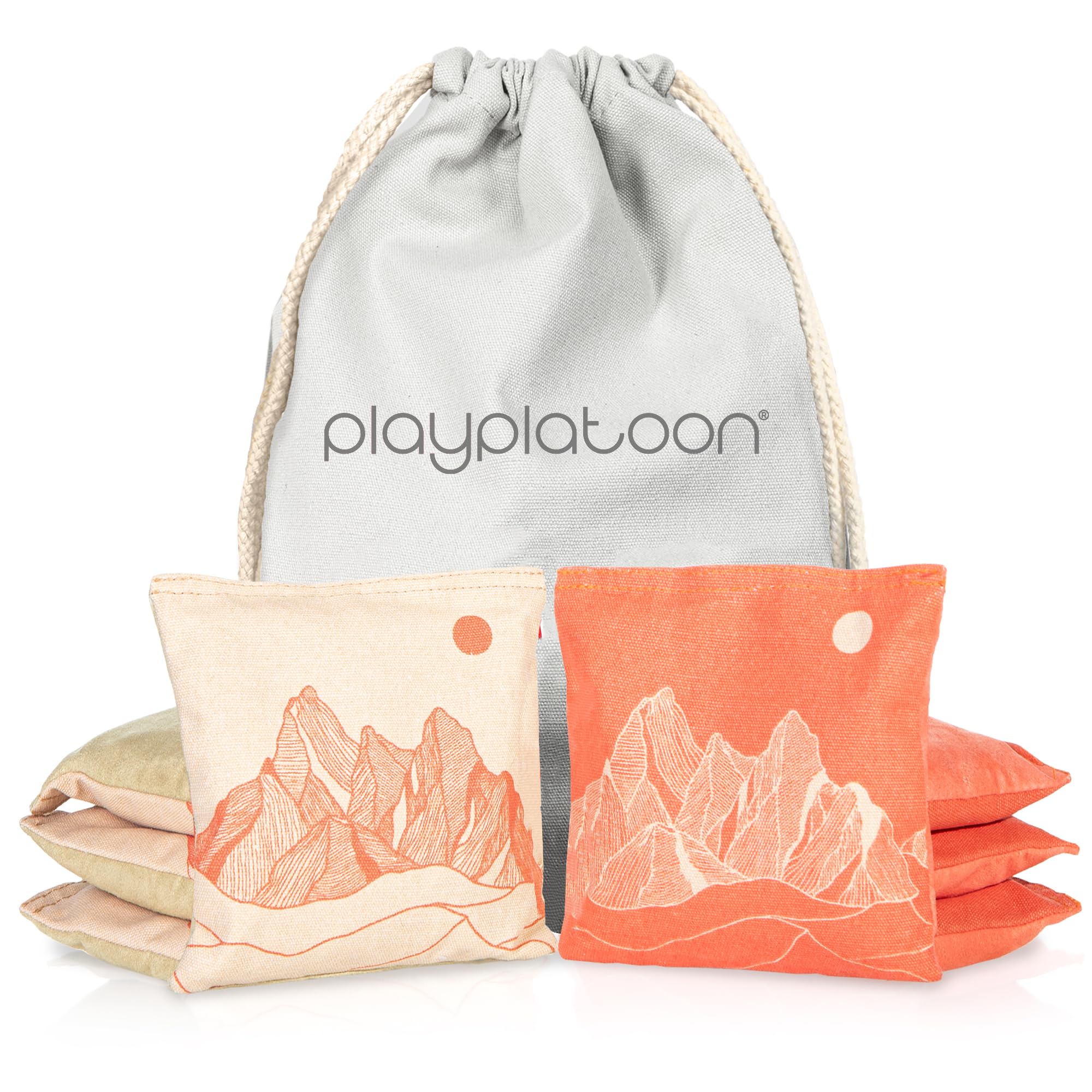Photo 1 of Play Platoon Professional Cornhole Bags - Set of 8 Regulation All Weather Double Sided - Sticky Side/Slick Bean Bags for Pro Corn Hole Game, Slick Duck Canvas & Sticky Suede - Mountain