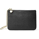 DAILANDO Small Leather Coin Purse for Women, Unisex Zipper Card Holder and Slim Coin Pouch with Keychain