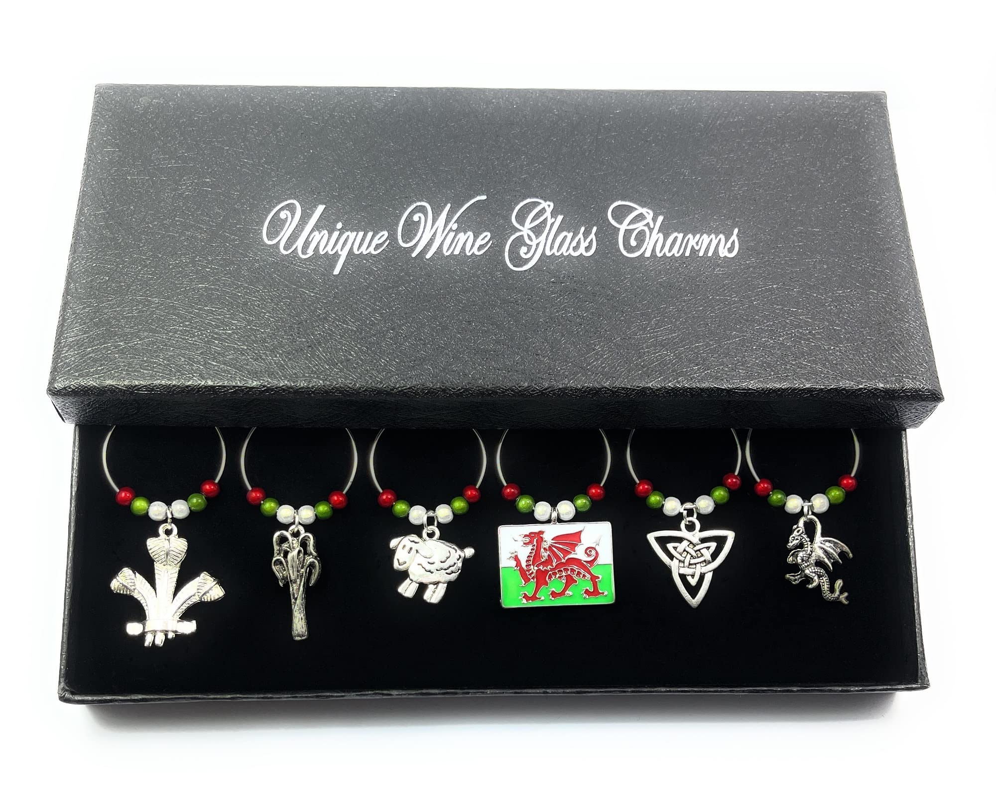 Wales / Welsh Design Glass Charms with Gift Box