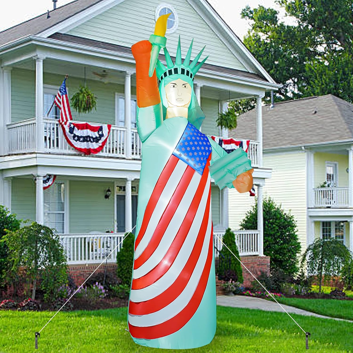 FUNPENY 9 FT Inflatable 4th of July Decorations for Outside, Outdoors, Statue of Liberty with LED Lights, Blow Up Freedom Patriotic Independence Memorial Day Holiday Yard Indoor Decor: Sports & Outdoors