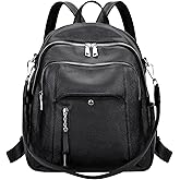ALTOSY Fashion Genuine Leather Backpack Purse for Women Shoulder Bag Casual Daypack Medium(S9 Black New)