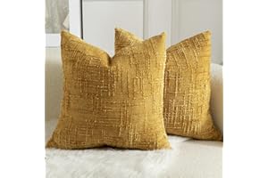 MANDIOO Pack of 2 Soft Chenille Textured Throw Pillow Covers Square Accent Solid Decorative Cushion Cover Cozy Farmhouse Pill