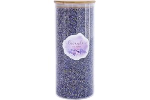 Lavande Sur Terre 8 Cups Lavender in Large Glass Bottle, Highland Dried Lavender Flower Buds, LV-G-1