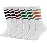 BomKinta Striped Crew Socks Women - Retro Novelty Socks - Stretchy Casual Athletic Cotton Gifts Sock Size 5-10