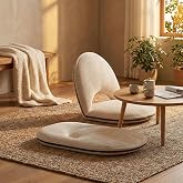 Foldable White Adjustable Floor Chairs with Back Support, Tatami Style Folding Floor Chair for Bedroom, Bay Window, Balcony, Living Room or Bedside &ndash; Single Seat Floor Lounger with Backrest Cushion