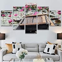 SIGNWIN 5 Panel Canvas Wall Art Modern Art Boat Expressive Multicolor Nautical Photography Transportation for Home Decorations Ready to Hang - 60