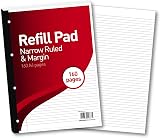 Summit A4 Lined Paper Refill Pad 6 mm Narrow Ruled Margin 160 Pages Pack of 5 view 3