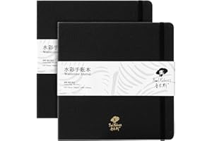 Paul Rubens Square Watercolor Journal 2 Pack 40 Sheets, 100% Cotton Acid-Free Hot Press Watercolor Sketchbook 7.48 * 7.48 Inc