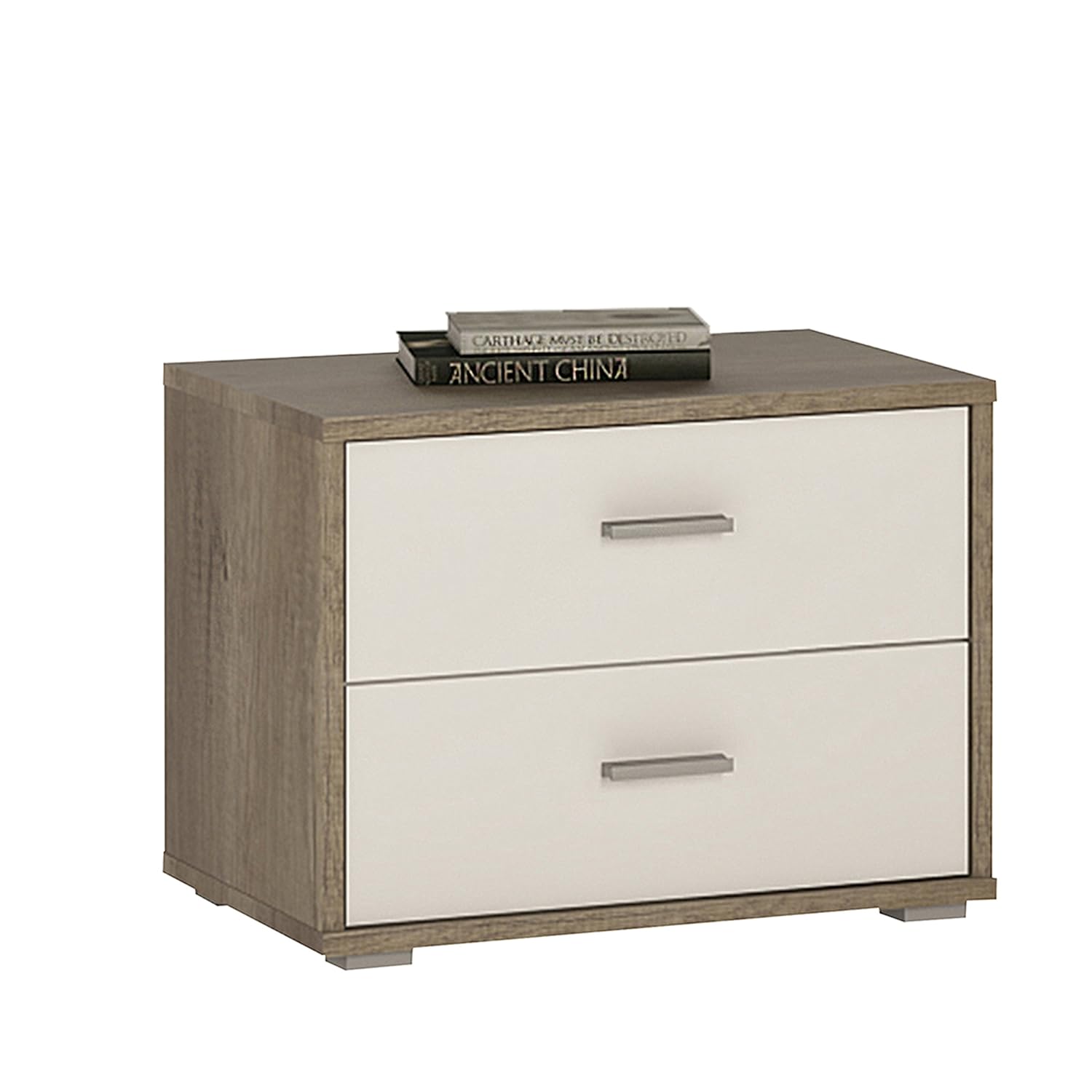 P N Homewares Crescita 2 Drawer Low Chest Bedside In Canyon Grey