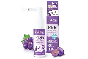 LAB 52 LAB52 Kids Oral Spray, Toddler Toothpaste Helper for Cavity Repair and Fresh Breath, Children Anticavity with Fluoride Free for Newborn to Preschoolers, Xylitol Grape Flavor
