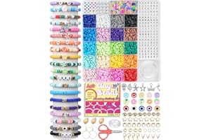 LovelyMoon Bracelet Making Kit 5000 Pcs Clay Beads Flat Preppy Beads for Friendship Jewelry Making Polymer Heishi Beads with Charms Gifts for Teen Girls Crafts for Girls Ages 6 7 8 9 10 11 12