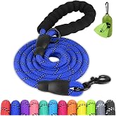 Joytale Rope Dog Leash for Medium Large Dogs, Padded Handle, 6FT, Navy Blue | Reinforced Nylon Webbing, Comfort Grip Eases Hand Strain, Swivel Clip Prevents Tangles, Visible at Night, for Outdoor Walks