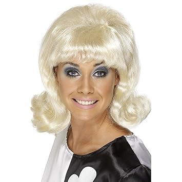 Blonde Hair Ladies 60s Flick Up Wig Short Beehive Flicked