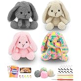 PAITIN Crochet Kit for Adults Beginners &ndash; DIY Amigurumi Craft Set with Yarn, Crochet Hooks and Easy Video Guide (Bunny)