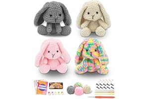 PAITIN Crochet Kit for Beginners – DIY Bunny Crochet Craft Project Kit with Step-by-Step Video Tutorials, Beginner Guide and 