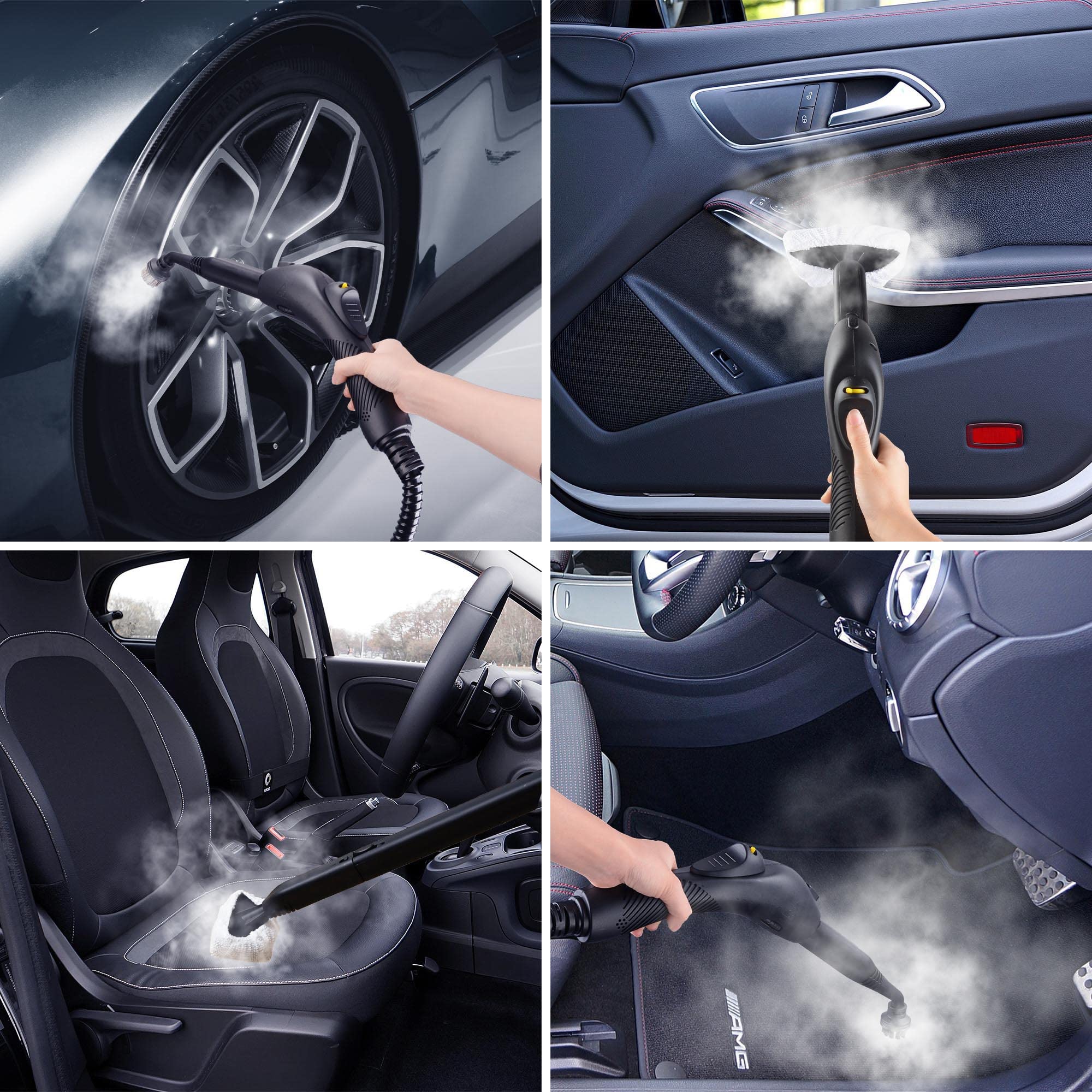 Yescom 1500W Multipurpose Steam Cleaner Heavy Duty Steamer 13 Accessories with 1.5L Tank Non-Chemical Rolling Cleaning Machine for Carpet, Floors, Windows,Mirrors,Glasses and Cars