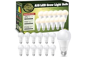LEDERA Grow Light Bulbs, 100W Equivalent Plant Light Bulbs Full Spectrum, A19 9W LED Grow Light Bulbs 4000K E26 Base, Grow Light for Indoor Plants, Seed Starting, Flowers, Garden, Greenhouse, 12 Packs