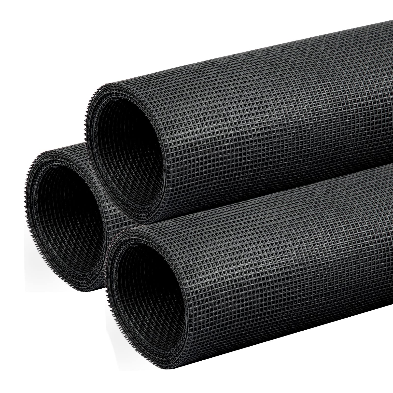 fowong Fly Screen for Windows, 120cm x 120cm X 3 PCS Mosquito Net Insect Mesh Durable ‎Polyester Window Fly Screen Mesh Fitted to Multiple Windows, Black