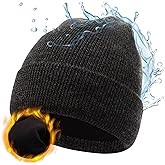 M/L/XL/XXL Waterproof Merino Wool Beanie for Men Women, Warm Fleece Lined Rainproof Windproof Winter Hat for All Weather