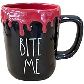 Rae Dunn Halloween Bite Me Coffee Mug, Black with Red Drip