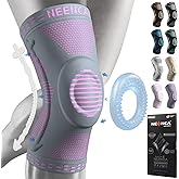 NEENCA Professional Knee Brace for Pain Relief, Medical Knee Support with Patella Pad & Side Stabilizers, Compression Knee Sleeve for Meniscus Tear, ACL, Joint Pain, Runner, Workout (Pink Gray, L)