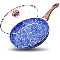 MICHELANGELO Small Frying Pan with Lid, 8 Inch Frying Pan with 100% APEO & PFOA-Free Stone-Derived Nonstick Interior…