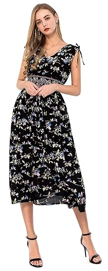 Wantdo Femme Robe Maxi Longue Florale Bohème Grande Taille