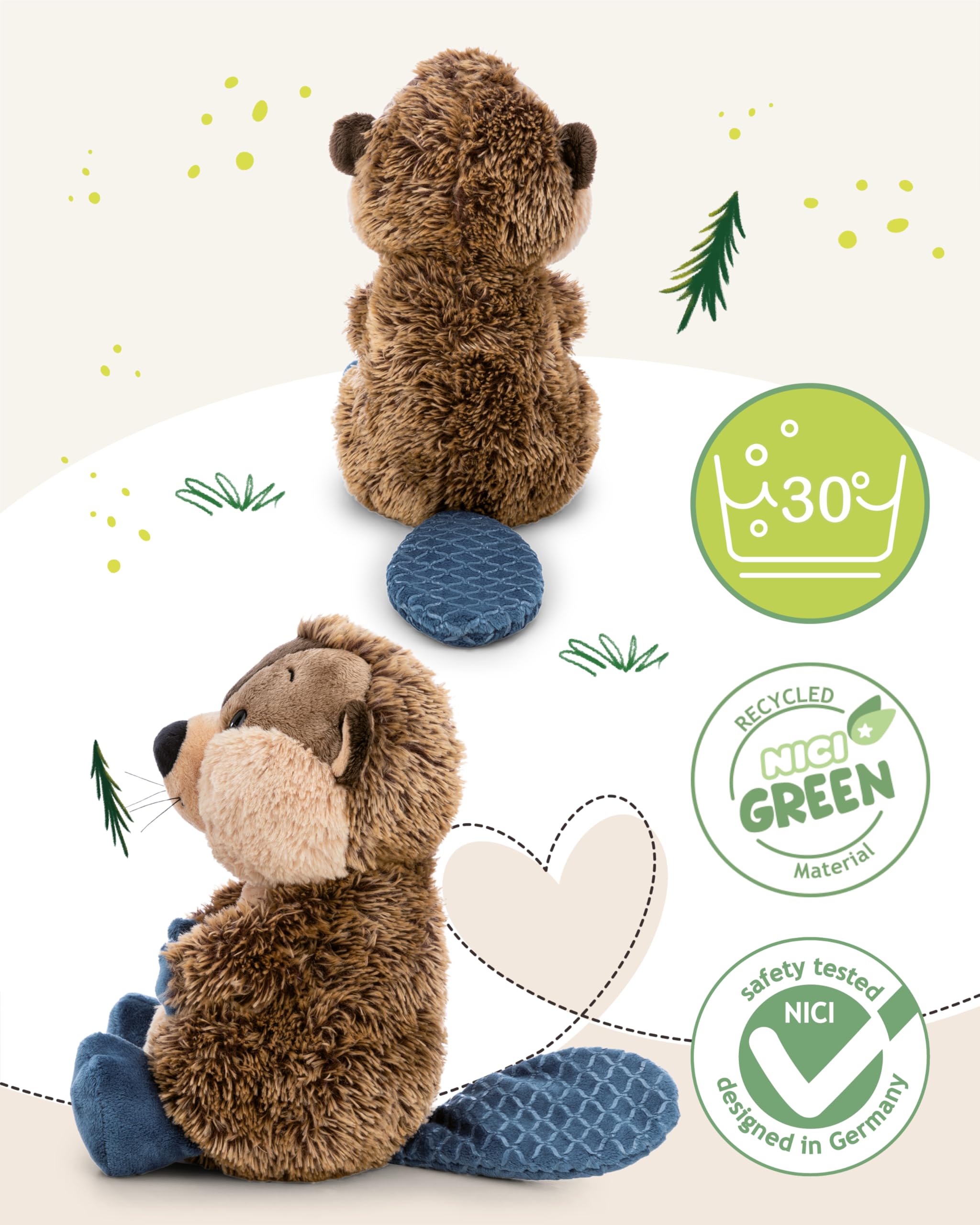 NICI Kuscheltier Biber Harry Woodsnacker 45cm - braun - Weiches Plüschtier – niedliches Stofftier zum Kuscheln & Spielen – tolle Geschenkidee für Kinder & Erwachsene - 62273 3